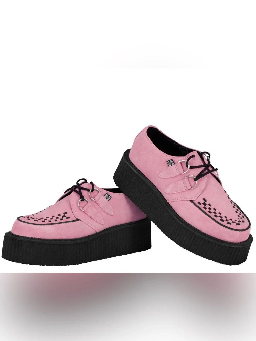 T.U.K. Suede Viva Mondo Creeper Platform Shoes in Misty Rose size 7